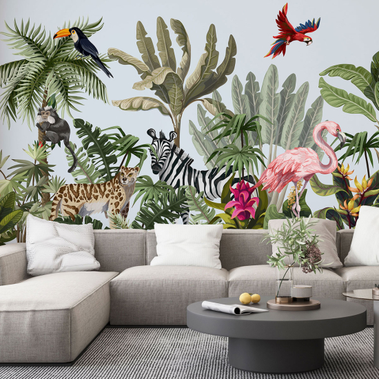 Papel pintado panorámico para niños - Infantil - Animales de la Selva
