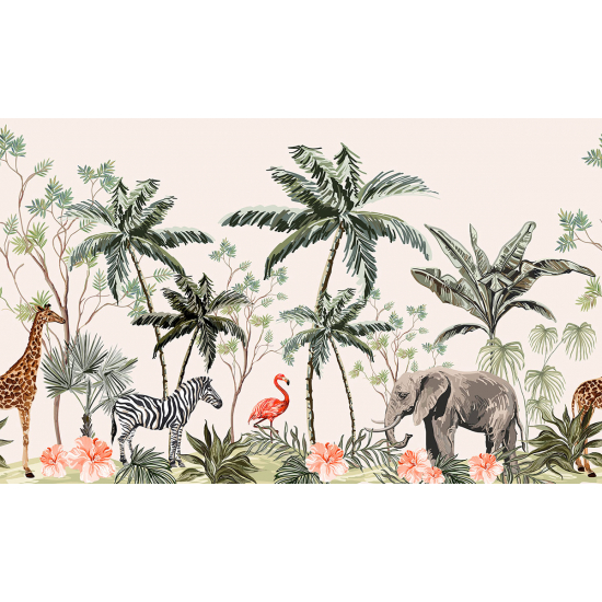 Papel pintado panorámico para niños - Infantil - Animales de la Selva