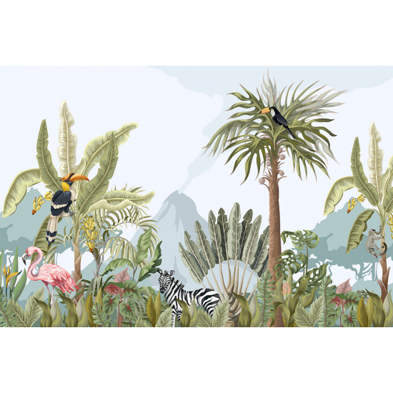 Papel pintado panorámico para niños - Infantil - Animales de la Selva
