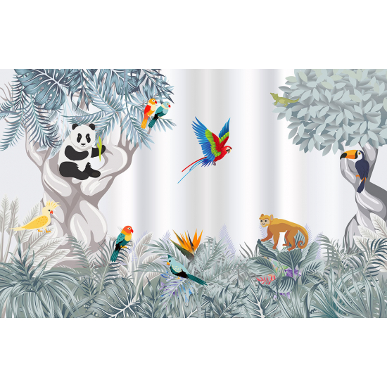 Papel pintado panorámico para niños - Infantil - Animales de la Selva