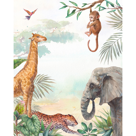 Papel pintado panorámico para niños - Infantil - Animales de la Selva