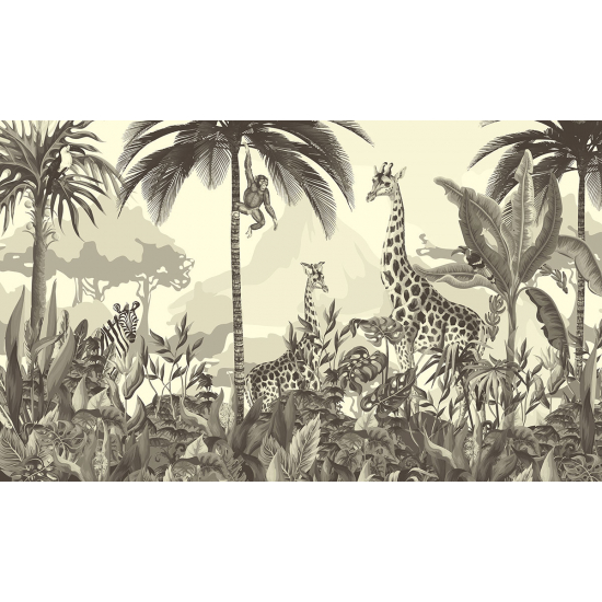 Papel pintado panorámico para niños - Infantil - Animales de la Selva
