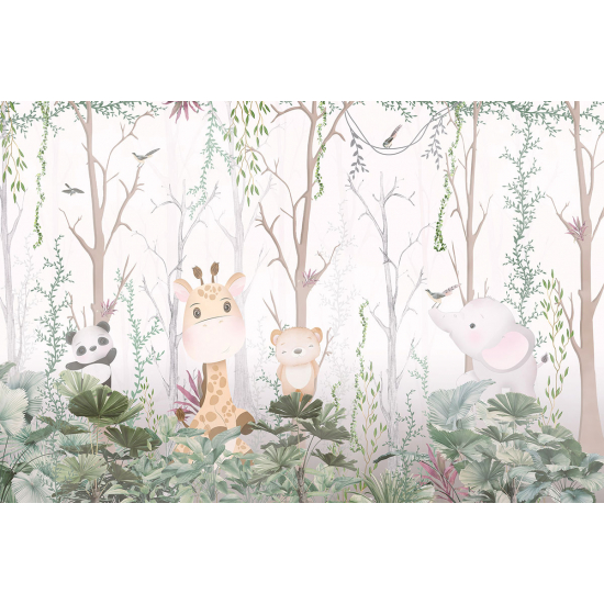 Papel pintado panorámico para niños - Infantil - Animales de la Selva