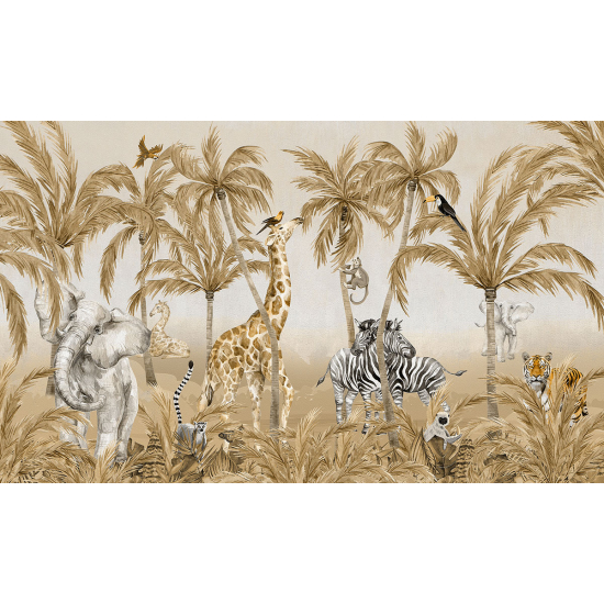 Papel pintado panorámico para niños - Infantil - Animales de la Selva