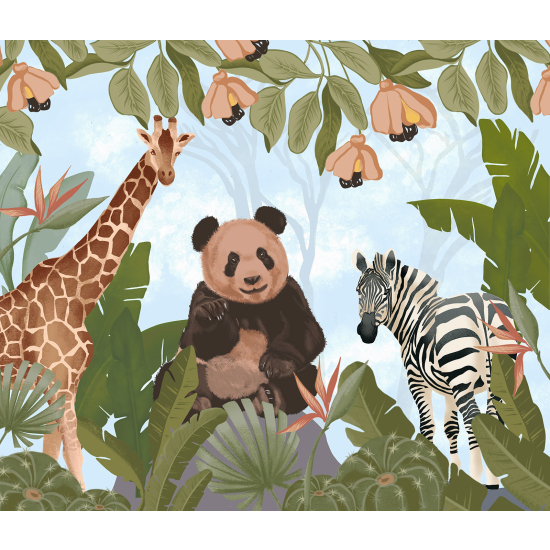 Papel pintado panorámico para niños - Infantil - Animales de la Selva