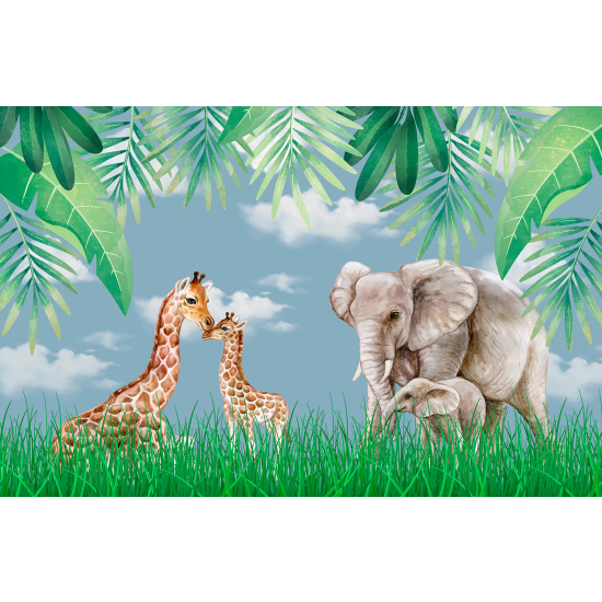 Papel pintado panorámico para niños - Infantil - Animales de la Selva