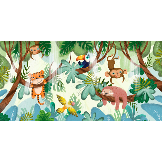 Papel pintado panorámico para niños - Infantil - Animales de la Selva
