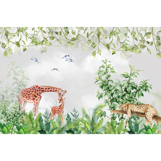 Papel pintado panorámico para niños - Infantil - Animales de la Selva