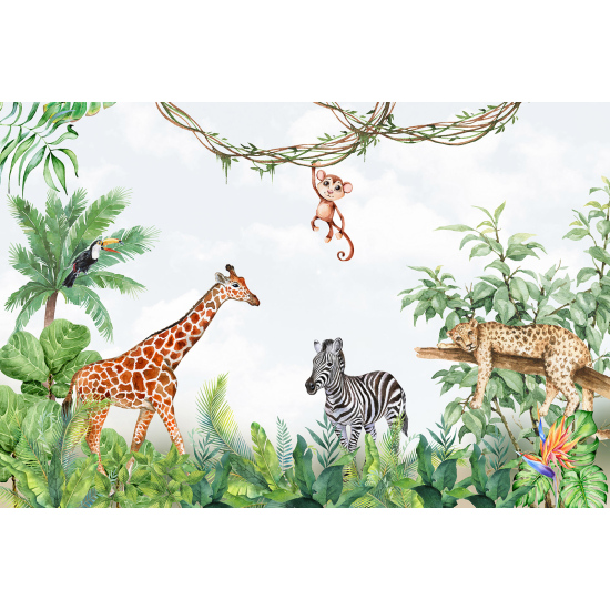 Papel pintado panorámico para niños - Infantil - Animales de la Selva