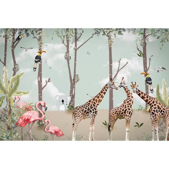 Papel pintado panorámico para niños - Infantil - Animales de la Selva