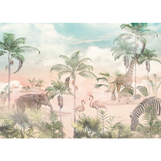 Papel pintado panorámico para niños - Infantil - Animales de la Selva