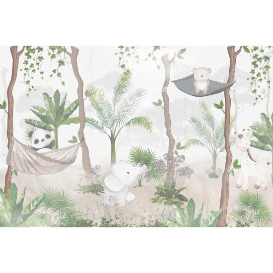 Papel pintado panorámico para niños - Infantil - Animales de la Selva