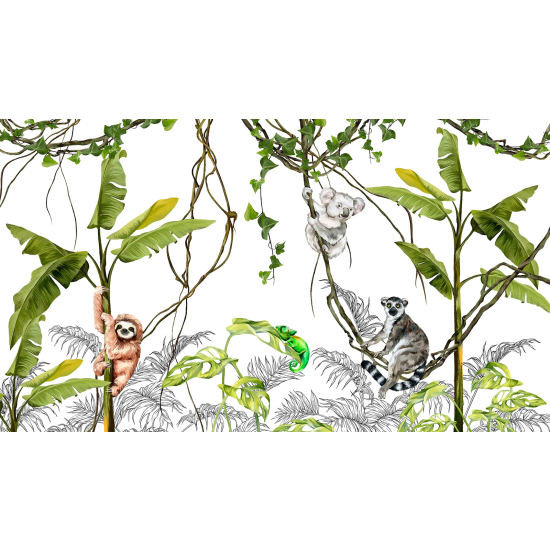 Papel pintado panorámico para niños - Infantil - Animales de la Selva