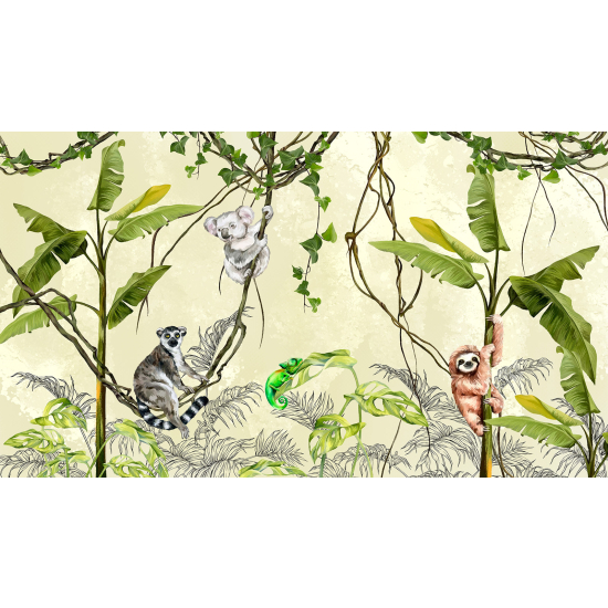 Papel pintado panorámico para niños - Infantil - Animales de la Selva