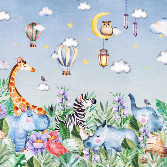 Papel pintado panorámico para niños - Infantil - Animales de la Selva
