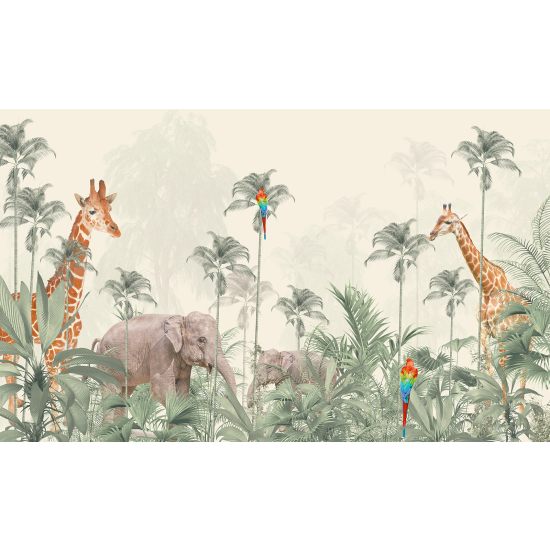 Papel pintado panorámico para niños - Infantil - Animales de la Selva