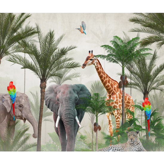 Papel pintado panorámico para niños - Infantil - Animales de la Selva