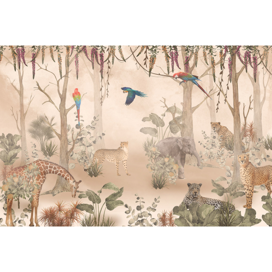 Papel pintado panorámico para niños - Infantil - Animales de la Selva
