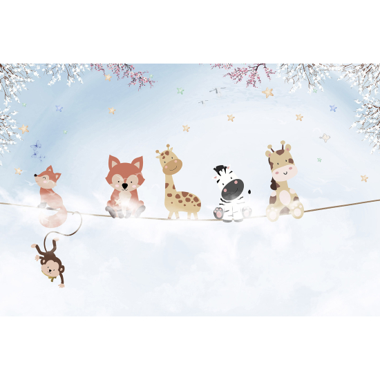 Papel pintado panorámico para niños - Infantil - Animales de la Selva