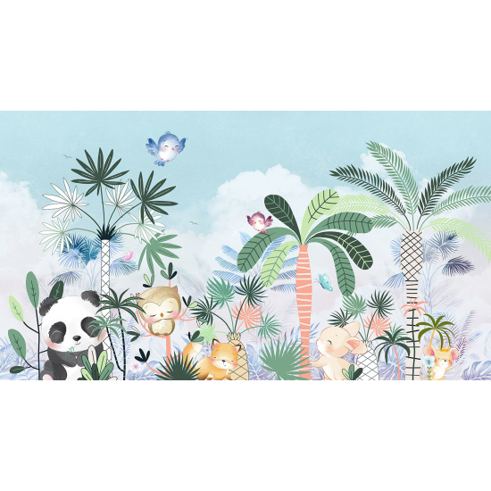 Papel pintado panorámico para niños - Infantil - Animales de la Selva