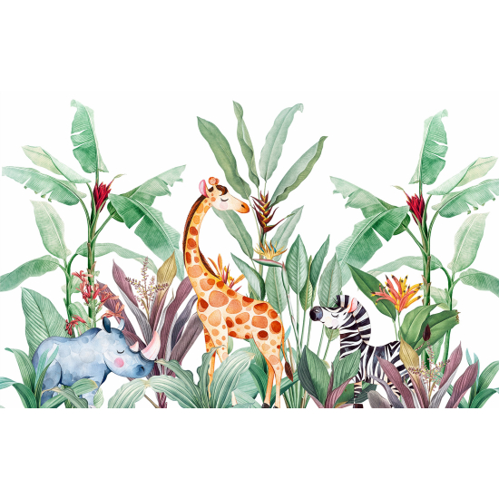Papel pintado panorámico para niños - Infantil - Animales de la Selva