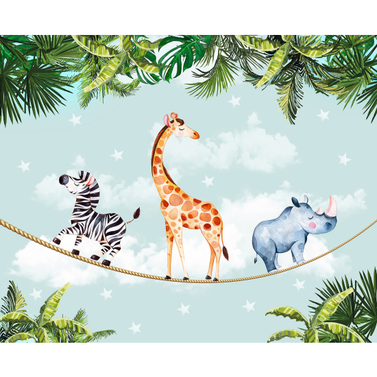 Papel pintado panorámico para niños - Infantil - Animales de la Selva