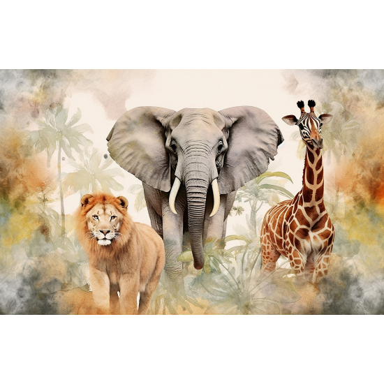 Papel pintado panorámico para niños - Infantil - Animales de la Selva