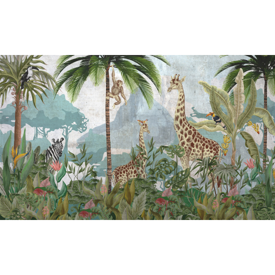 Papel pintado panorámico para niños - Infantil - Animales de la Selva