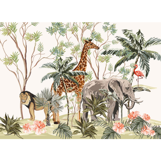 Papel pintado panorámico para niños - Infantil - Animales de la Selva