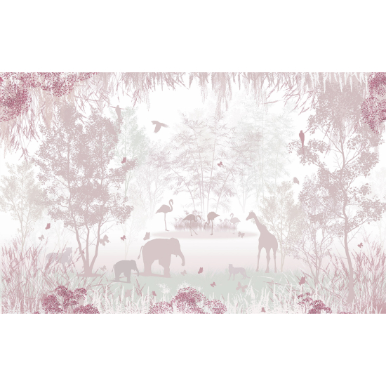 Papel pintado panorámico para niños - Infantil - Animales de la Selva