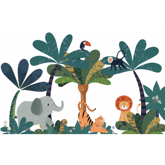 Papel pintado panorámico para niños - Infantil - Animales de la Selva