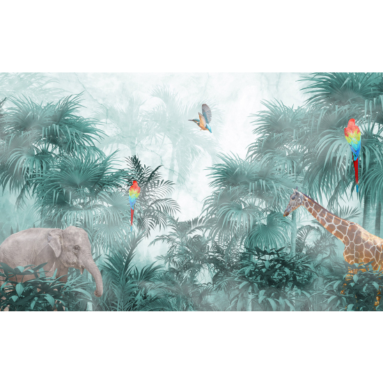 Papel pintado panorámico para niños - Infantil - Animales de la Selva