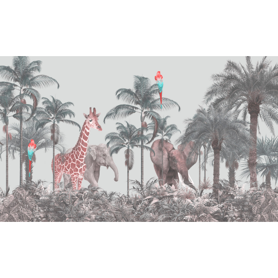 Papel pintado panorámico para niños - Infantil - Animales de la Selva