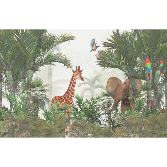 Papel pintado panorámico para niños - Infantil - Animales de la Selva