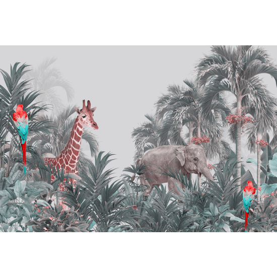 Papel pintado panorámico para niños - Infantil - Animales de la Selva