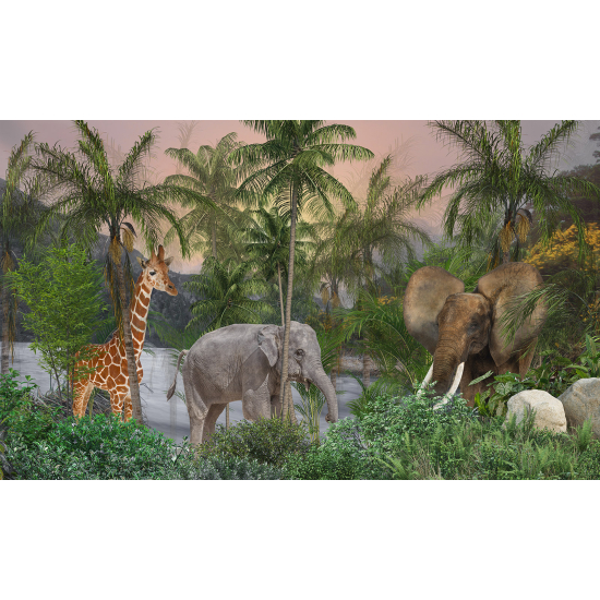 Papel pintado panorámico para niños - Infantil - Animales de la Selva