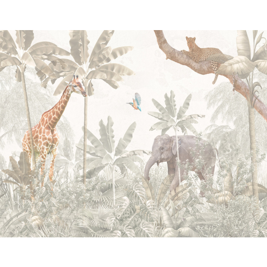 Papel pintado panorámico para niños - Infantil - Animales de la Selva