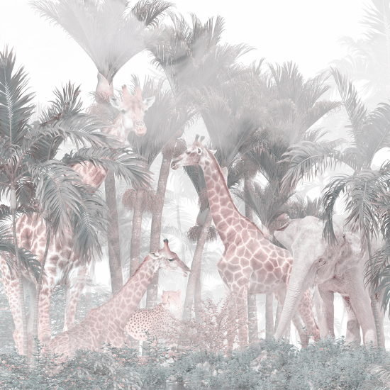 Papel pintado panorámico para niños - Infantil - Animales de la Selva