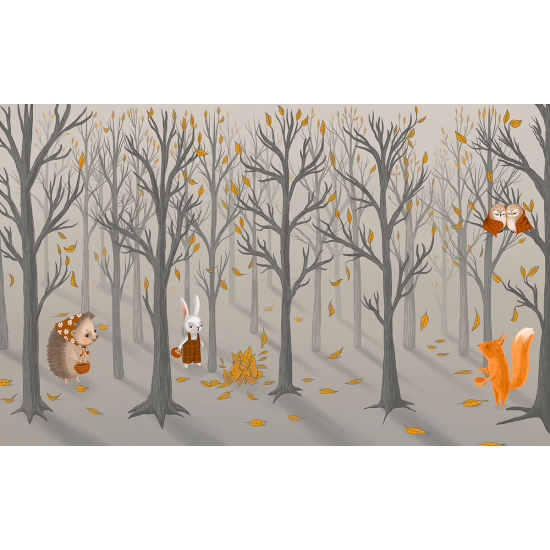 Papel pintado panorámico para niños - Infantil - Animales del Bosque