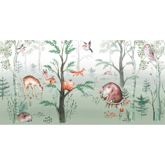 Papel pintado panorámico para niños - Infantil - Animales del Bosque