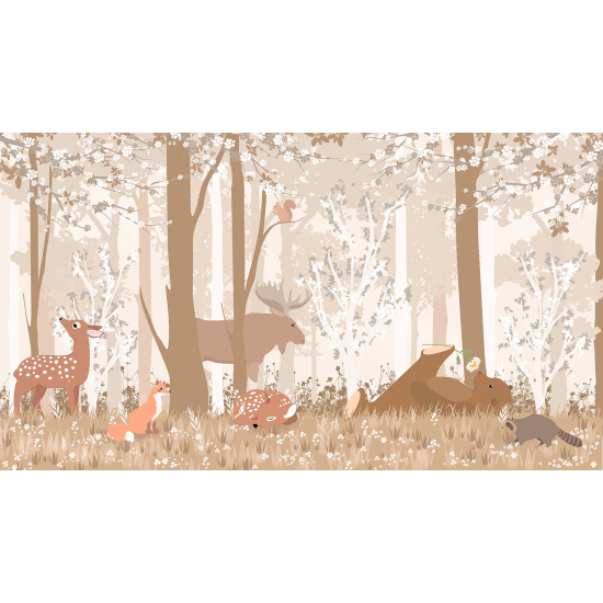 Papel pintado panorámico para niños - Infantil - Animales del Bosque
