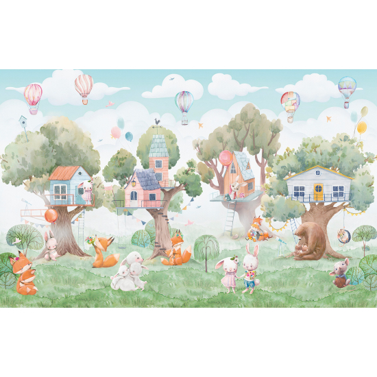 Papel pintado panorámico para niños - Infantil - Animales del Bosque
