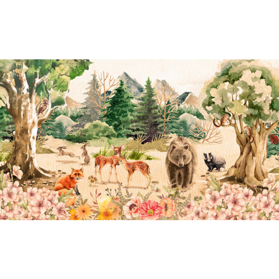 Papel pintado panorámico para niños - Infantil - Animales del Bosque