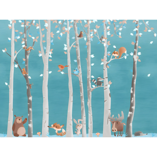 Papel pintado panorámico para niños - Infantil - Animales del Bosque