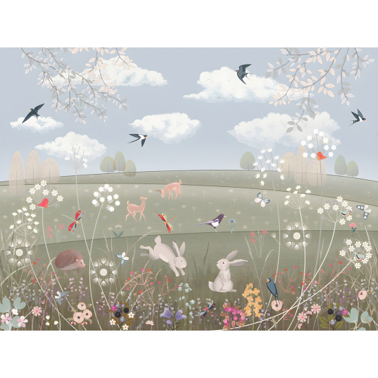 Papel pintado panorámico para niños - Infantil - Animales del Bosque