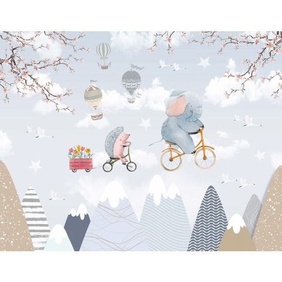 Papel pintado panorámico para niños - Infantil - Animales en el Cielo