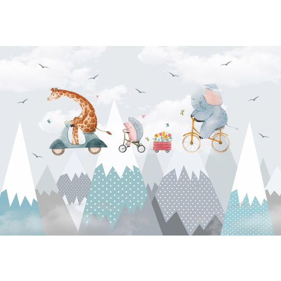 Papel pintado panorámico para niños - Infantil - Animales en el Cielo