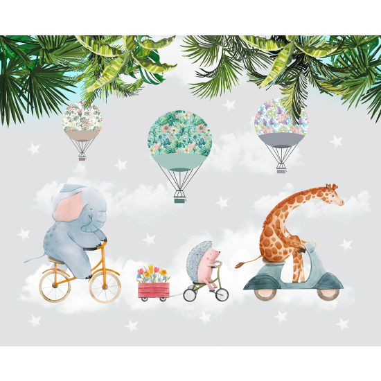 Papel pintado panorámico para niños - Infantil - Animales en el Cielo