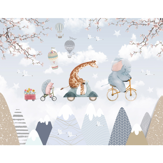 Papel pintado panorámico para niños - Infantil - Animales en el Cielo