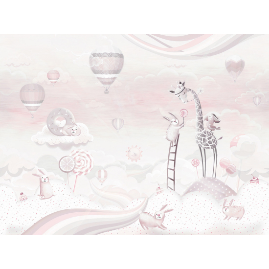 Papel pintado panorámico para niños - Infantil - Animales en el Cielo